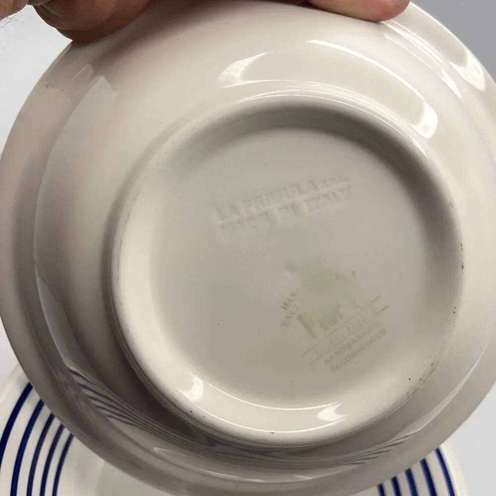 Pier 1 Blue Striped Bowls - Set of 3